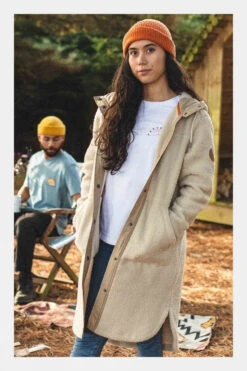 Passenger Womens Campbell Hooded Sherpa Jacket -Urban Threads b11aje0076 1111 a