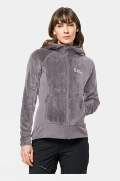 Jack Wolfskin Womens Rotwand Hooded Full Zip Fleece -Urban Threads b11be00010 7372 m