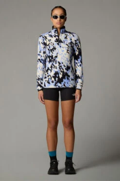 The North Face Womens 100 Glacier Printed Quarter Zip Fleece 11 The North Face Womens 100 Glacier Printed Quarter Zip Fleece -Urban Threads b11bee0081 1102 e