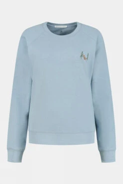 Blue Loop Originals Womens Embroidered Blue Fleece Sweater