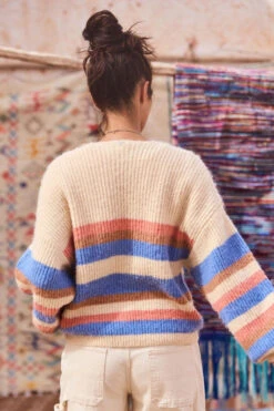 Roxy Womens Marble Tiles Stripe Cardigan -Urban Threads b11bfa0373 1616 g