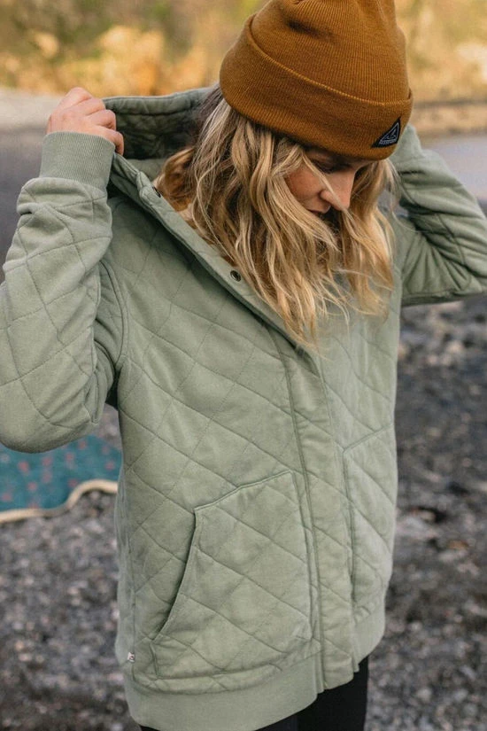 Womens Clementine Recycled Quilted Popper Up Hoodie 15 Womens Clementine Recycled Quilted Popper Up Hoodie - Image 13