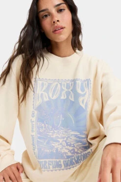 Roxy Womens Lineup Oversized Crew Sweatshirt -Urban Threads b11bfa0415 1111 f