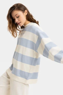 Roxy Womens Strictly Stripes Oversized Sweatshirt -Urban Threads b11bfa0416 4343 e