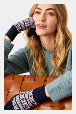Brora Womens Cashmere Fair Isle Gloves -Urban Threads b11jaa0007 4487 b