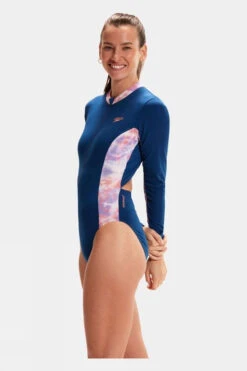 Speedo Womens Long Sleeve Panel Swimsuit 14 Speedo Womens Long Sleeve Panel Swimsuit -Urban Threads f11ib90195 4085 d
