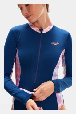Speedo Womens Long Sleeve Panel Swimsuit 16 Speedo Womens Long Sleeve Panel Swimsuit -Urban Threads f11ib90195 4085 f